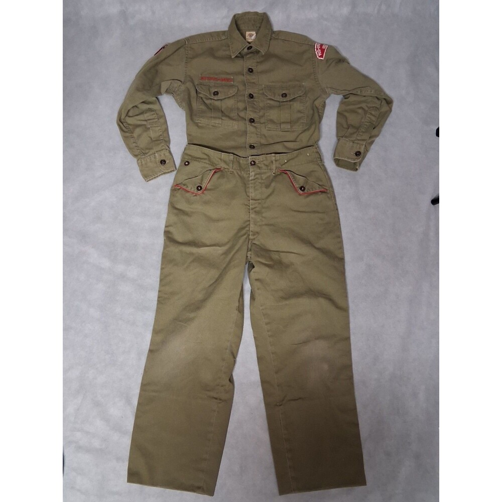 1950's Boy Scouts of America BSA Uniform Top Pants Mule Ear Pockets Mid America